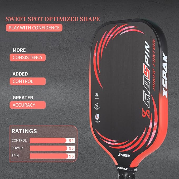 Pickleball Paddle, T700 Carbon Fiber Abrasion-Resistant Surface, 19MM Polypropylene Honeycomb core, USAPA Approved, High Grit,The Sandwich Core System Higher Density Weaving Process