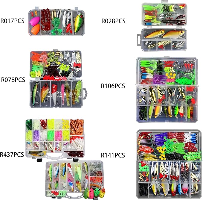 Fishing Lures Kit for Fresh Water Fishing Tackle Set Tackle Box Organizer Top Water Bass Fishing Lures Including Soft Plastic Worms Crankbait Jigs Fishing Hooks