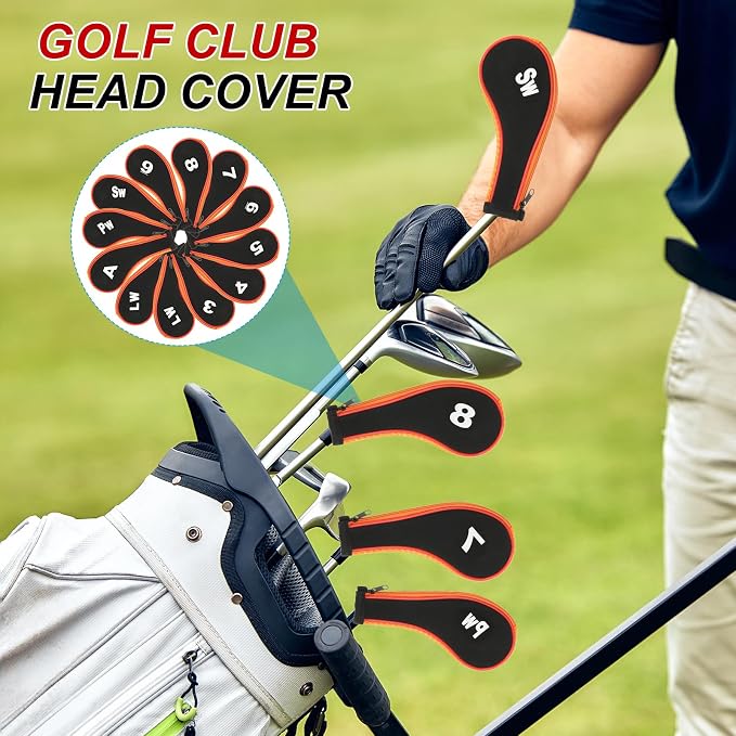 PATIKIL Golf Club Head Cover, Number Golf Club Irons Covers Neoprene Driver Headcover Golf Lovers Gifts