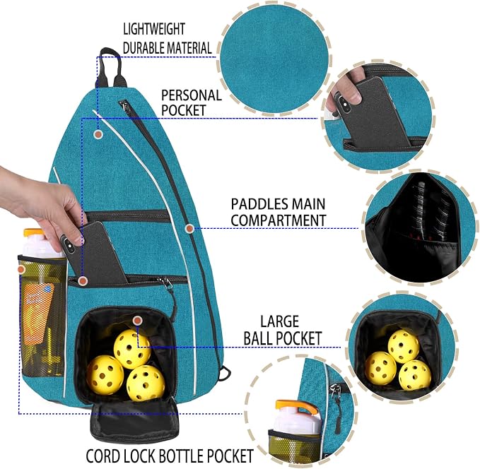 Pickleball Bag - Pickleball Bags for Women Men - Pickleball Backpack - Travel Pickleball Paddle Case, Pickle Ball Bag for Pickleball Paddle Tennis Racket, Protable Pickleball Sling Bag
