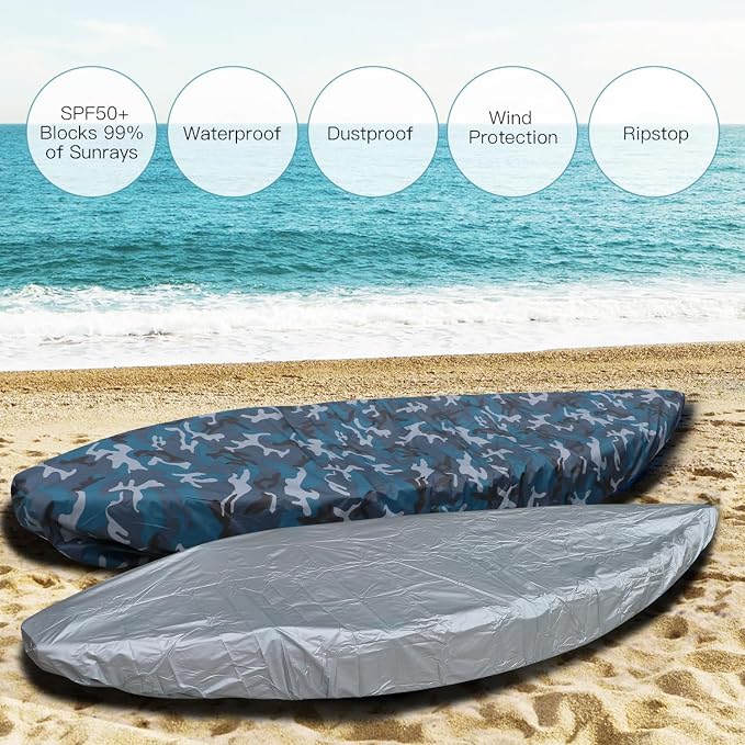 420D Durable 2.6m-6m/7.8-18ft,7 Sizes, 9 Color Durable Kayak Cover Canoe Cockpit Dust Cover, Waterproof UV Sunblock Shield Protector for Fishing Boat,Kayak,Canoe,Paddle Board