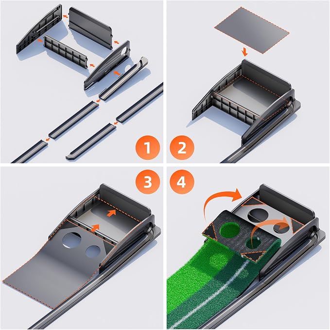 Putting Green IndoorIndoor,Golf Putting mat with an Automatic Ball Return System; Easy to Assemble and Comes with 3 Practice Balls—Perfect for use in Offices and Game Rooms—a Premium Gift for Clients