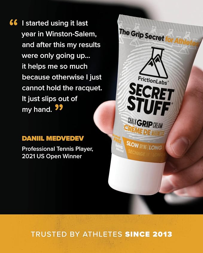 Friction Labs Quick Grip Secret Stuff Liquid Chalk for Athletes - Made in USA - Skin Friendly - Rock Climbing, Weightlifting, Gym, Tennis - Trusted by 100+ Pro Athletes - Best Workout Chalk - 75mL