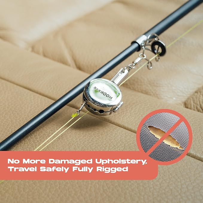 HOOK-EZE Fishing Knot Tying Tool(Standar-Metal), Fishing Knot Tying Cards to 8 Essential Fishing Knots, Come with A Fly Fishing Zinger Retractor