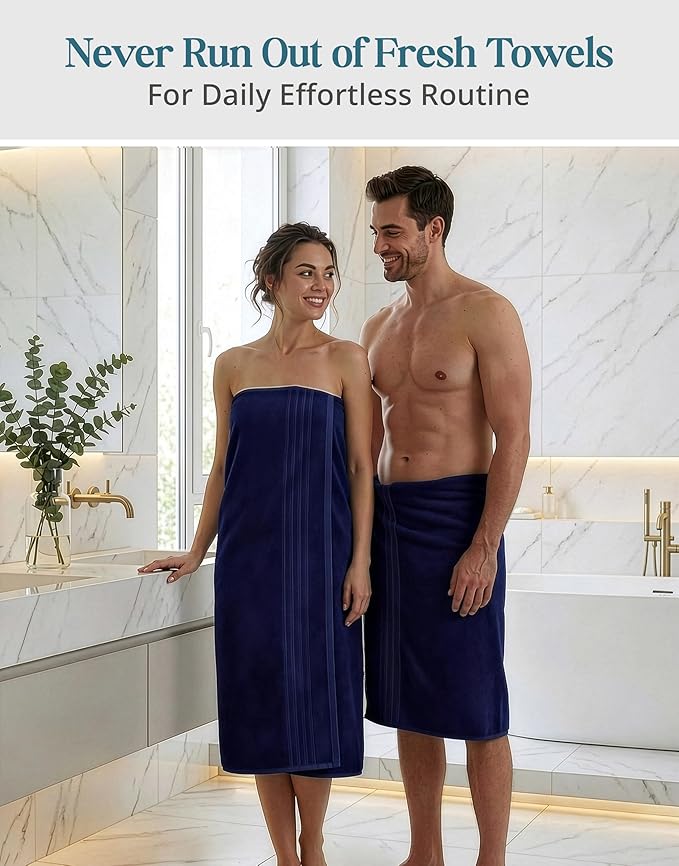 Casa Platino 100% Cotton 2 Pack Bath Sheets Set (36"x72") - Ring Spun Cotton Extra Large Bath Towels Set - Quick Dry, Soft & Absorbent Oversized Towel Sets - Dorm Essentials for Boys - Navy Blue
