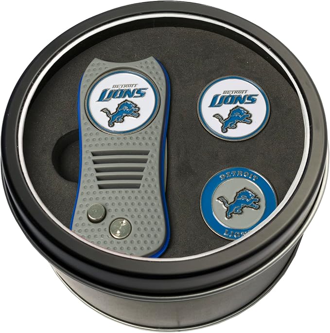 Team Golf NFL Gift Set Retractable Divot Tool with 3 Double-Sided Magnetic Ball Markers, Patented Single Prong Design, Causes Less Damage to Greens, Retractable Mechanism