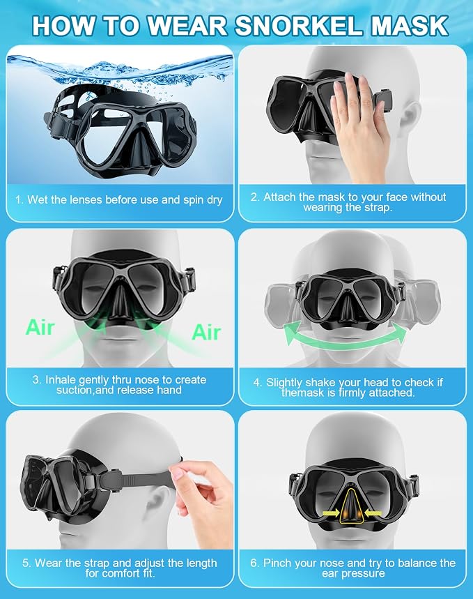 Greatever Dry Snorkel Set,Panoramic Wide View Anti-Fog Scuba Diving Mask,Professional Snorkeling Gear for Adults Kids