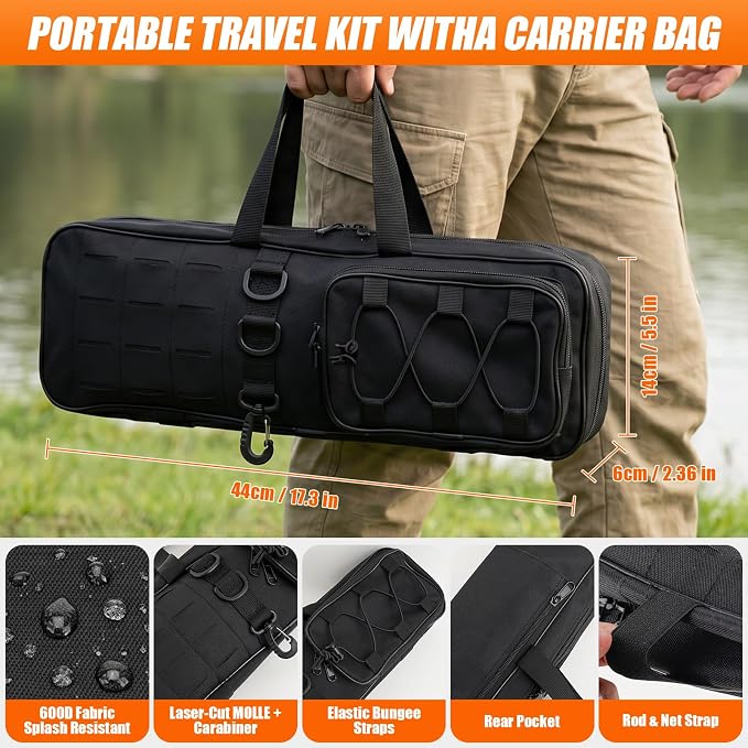 Fishing Rod and Reel Combos, Telescopic Fishing Rod, Spinning Reel Set with Carrier Bag, Freshwater Fishing Rod and Reel Combos Kits for Saltwater and Freshwater Fishing