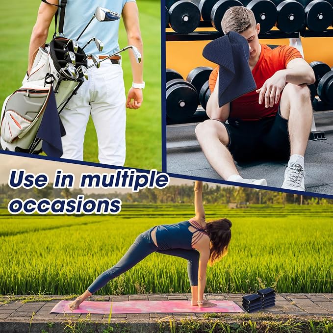Batiyeer 30 Pcs Golf Towels Bulk for Bags 16'' x 16'' Microfiber Fabric Golf Towel with Clip Waffle Pattern for Men Mini Tournament Fitness Yoga Camping(Navy Blue)