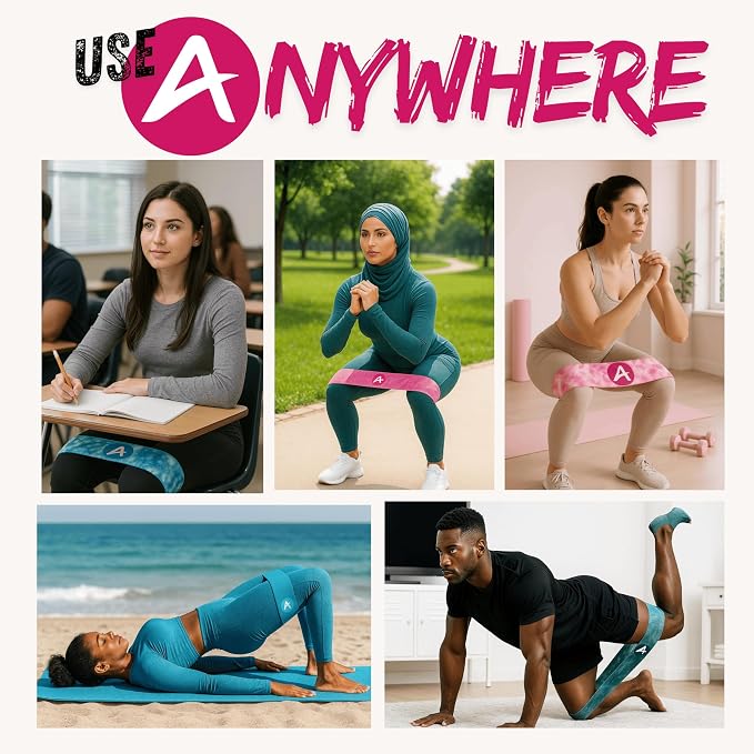 Buy More Discount AnaErgetic Premium Resistance Bands, Exercise Workout Bands for Women and Men, Pilates Yoga Flexbands, 4 Sets of Stretch Bands for Booty Legs, Durable Fabric, Home Workout