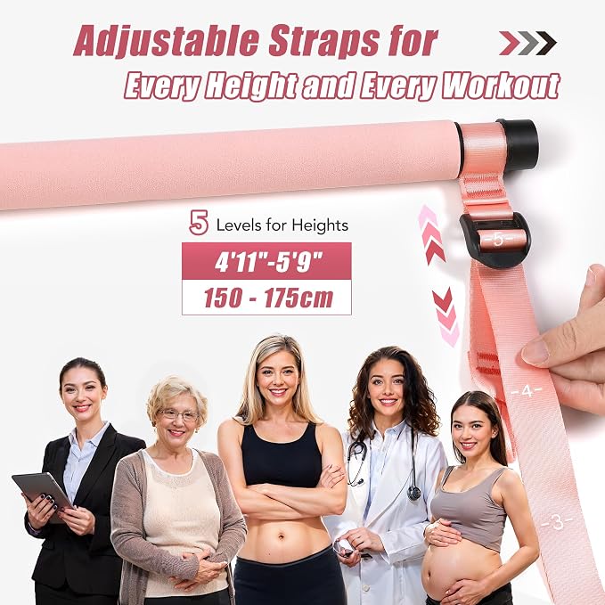 Upgraded Pilates Bar Kit with Resistance Bands Natural Latex for Women & Men, Heavy-Duty Stainless Steel Multifunctional Yoga Pilates Stick for Home Gym Exercise Fitness Equipment Full-Body Workouts