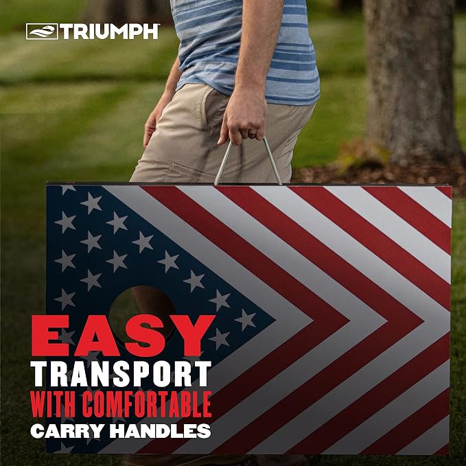 Triumph Sports 2x3 Premium Cornhole Sets - LED Options Available - 8 Bean Bag Toss Bags and Cornhole Boards Included