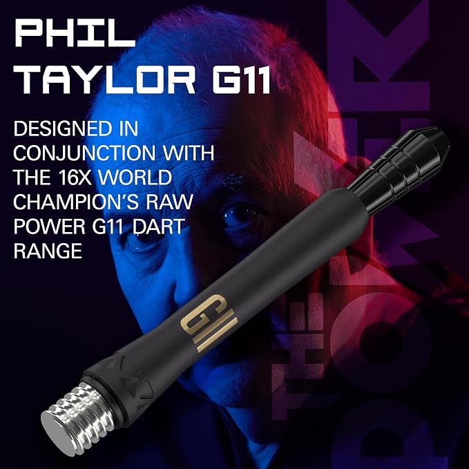 Target Darts Phil Taylor Gen 11 Power 9-Five Shafts, Raw Power Titanium Dart Shafts Pack of 3 | Phil Taylor G11 Black Shaft Set, Professional Dart Accessories – Short/Intermediate/Medium Length