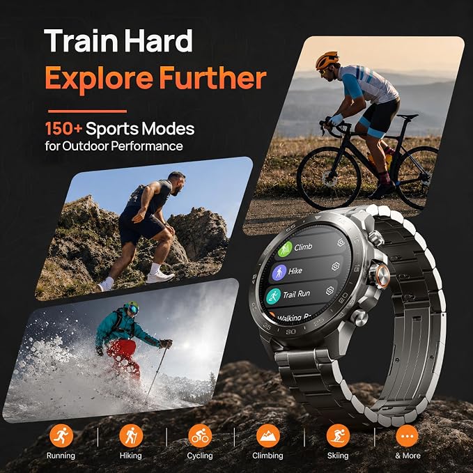 Mibro GS Explorer S Titanium Outdoor Adventure Smartwatch for Men, Dual-Band GPS with Offline Maps, Military-Grade, 20-Day Battery, 10 ATM Waterproof for Freediving, 150+ Sports Modes (Titanium Strap)