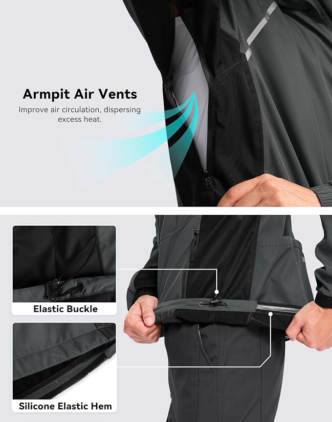 Bikewa Men's Winter Cycling Jackets Thermal Warm Water Resistant Bike Running Windproof Jacket