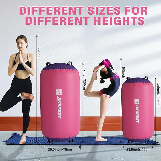 AKSPORT Air Roller Gymnastics Air Barrel for Backbends and Back Handsprings Exercise Training with Electric Air Pump for Home Use/Yoga/Cheerleading/Tumbling/Back Walkovers