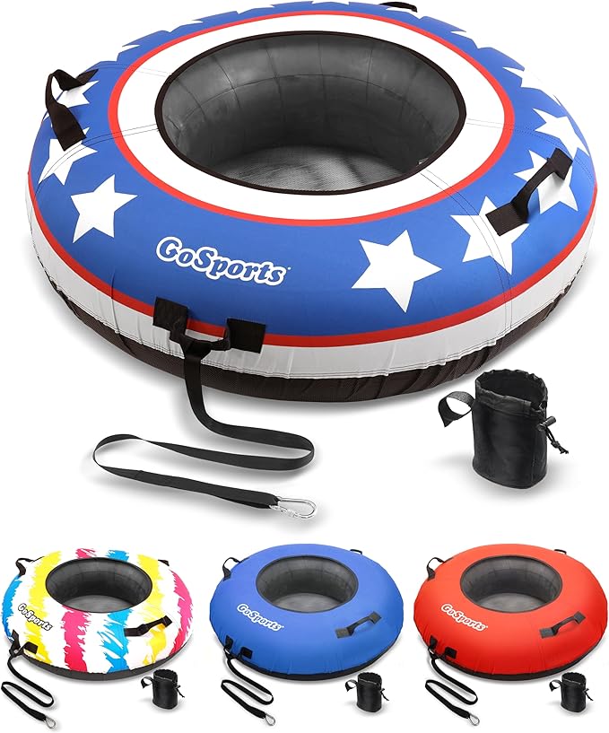 GoSports 44 Inch Heavy-Duty River Tube with Premium Canvas Cover - Commercial Grade River Tube - Stars & Stripes
