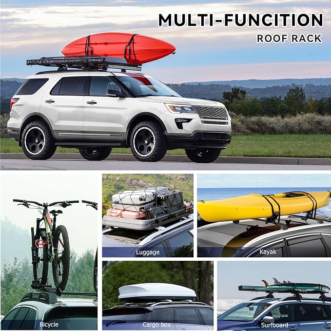 FLYCLE 300lbs Lcokable Roof Rack Crossbars Fit for 2016-2019 Explorer, Aluminum Heavy Duty Cross Bars Rooftop Luggage Kayaks Bicycles Snowboard Canoe Carrier Cargo Bag