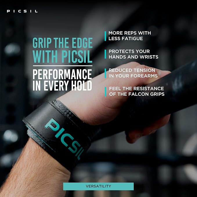 PICSIL | Falcon Grips | Grip All Surfaces and Bar Types | Use with Magnesium | Carbon Fibre Material | for Crosstrainig, WOD, Gym & Calisthenics |