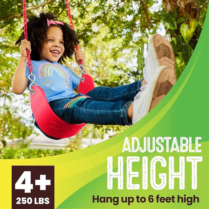 Swurfer Tree Outdoor Swing Set Swings – Playground Swing Seat Replacement, Swing Set Accessories, Easy Installation, Comfortable Heavy Duty Rubber Coated Chains, Weather Resistant, Ages 4 and Up