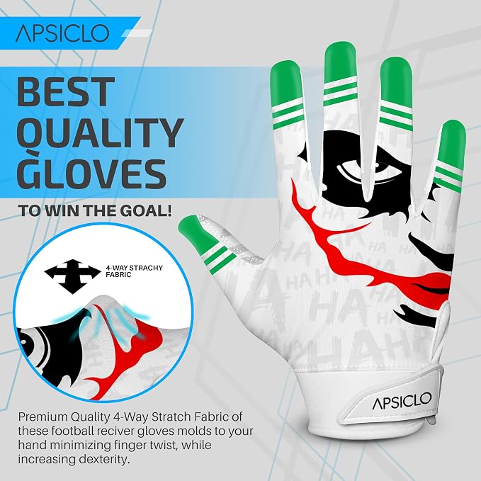 Youth Football Gloves – Sticky Silicone Grip – Youth & Adult Sizes – Breathable, Flexible, Training Football Receiver Gloves & Game Gear