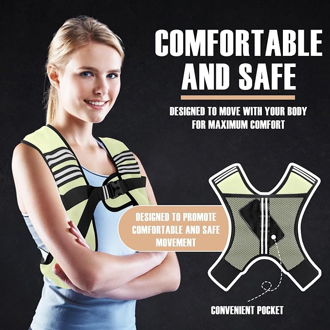 NATURELUX Weighted Vest Men or Women - 5/10/15/20/25/30lbs Weights with Reflective Stripe, Weighted Vest for Workout Equipment for Strength Training Running - Walking Weight Loss