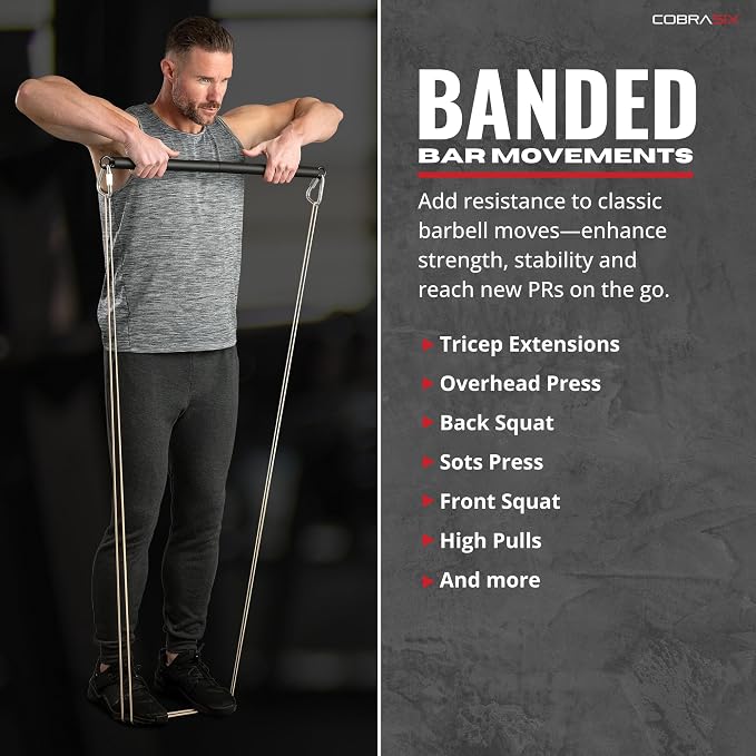 COBRASIX Long Resistance Bands for Working Out | Set of 6 Exercise Bands for Full-Body Training | Pull Up Bands for Home Gym with Handles, Door Anchor and Bar Options | for Men & Women