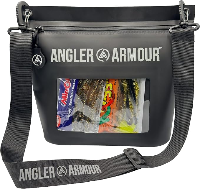 Angler Armour Waterproof Fishing Dry Bag, Fully Submersible Fishing Dry Bags, Heavy Duty Waterproof Gear Storage for Wade Fishing, Kayak, Boat, Jet Ski, Beach & Watersports (Black, Large (6L))