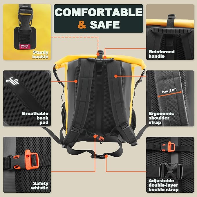 OSAH DRYPAK Waterproof Backpack Dry Bag 35L/55L/85L – Heavy Duty Roll-Top Hiking Backpack for Travel, Kayaking, Boating, Camping, Rafting and Fishing