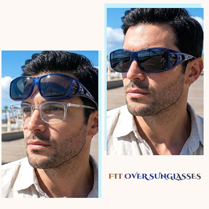 LVIOE Over Glasses Sunglasses Wrap Around Polarized Sunglasses for Men Women Fit Over Prescription Glasses with UV Protection