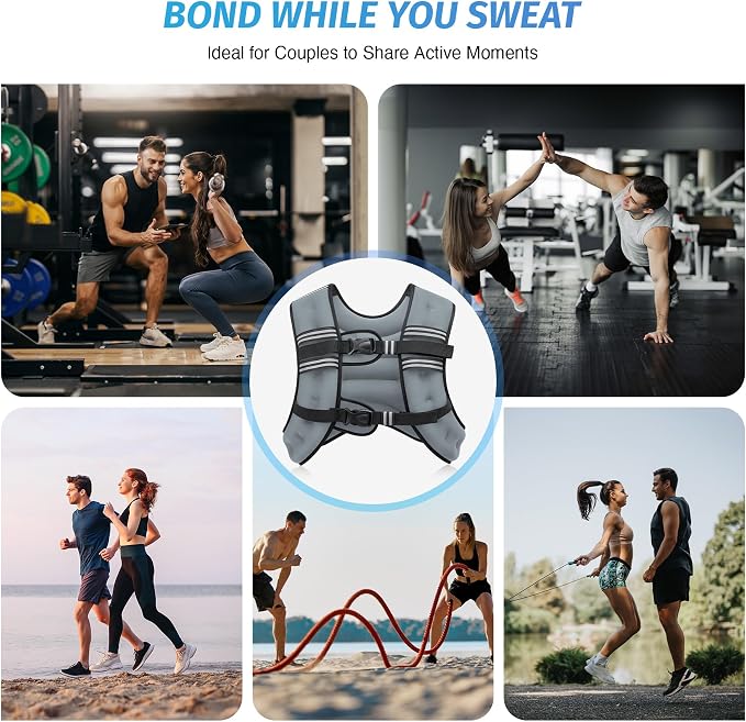 ZELUS Weighted Vest, 6lb/8lb/12lb/16lb/20lb/25lb/30lb Weight Vest with Reflective Stripe for Workout, Strength Training, Running, Fitness, Muscle Building, Weight Loss, Weightlifting