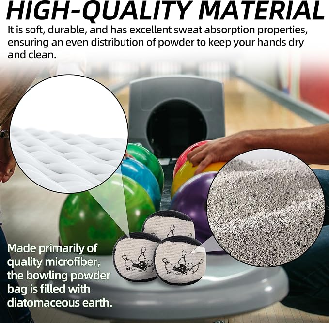 TonGass Microfiber Ultra Dry Bowling Grip Ball, Microfiber Bowling Grip Bags, Bowlings Powder Bag for Hands Use - Black & Grey