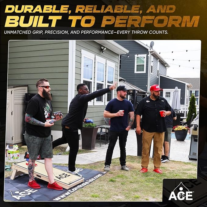 CornholeAce PRO Beast Carpet Cornhole Bags (Set of 4) | Herringbone Fabric, Waterproof, Plastic Resin Filled, Dual Sided, Professional, Regulation Size, 6x6, 16oz, Made in USA