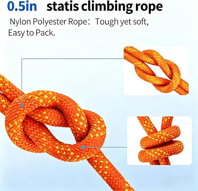 200Ft 1/2 Inch Heavy Duty Climbing Rope - for Tree Swing, Pulling, Outdoor & Gym Use (Orange)