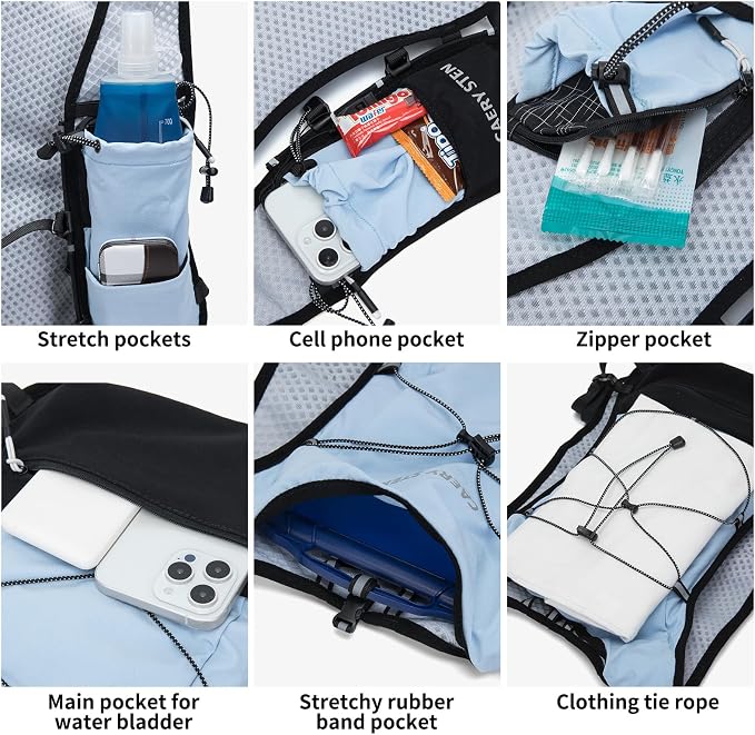 Lightweight Hydration Backpack, 1.5L Water Bag Running Vest | Marathon, Hiking, Cycling, Breathable Adjustable Design, Men & Women