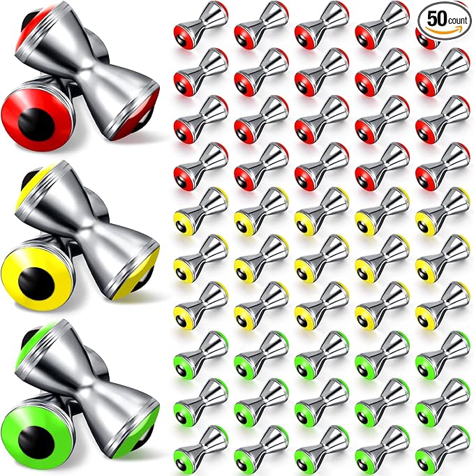 BBTO 50 Pieces Fly Tying Material - Realistic Dumbbell Eyes Alloy for Crafts Spinner Flies Fresh Water 3 Colors Shipped Randomly