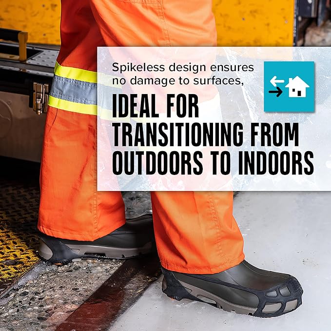 Due North GripPro Spikeless Footwear Traction Aids for Men and Women - for Ice and Snow - Lightweight Full-Foot Rubber Tread
