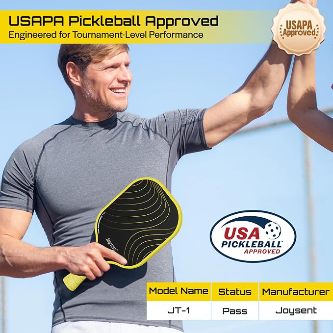 Pickleball Paddles Set, USAPA Approved Carbon Fiber Pickleball Set of 2 with Beginner Pickleball Rackets, Indoor Outdoor Pickle Balls for Adults Men Women, JT-1