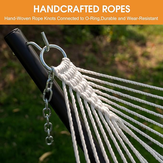 Lazy Daze Hammocks Quick Dry Hammock with Spreader Bar Textliene Fabric Double 2 Person Hammock with Chains Outdoor Patio Poolside Backyard Beach 450 lbs Capacity, Blue Stripes