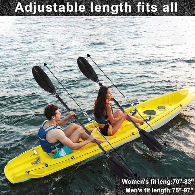 Kayak Paddles for Adults, Kayak Paddles Oars Telescoping Heavy Duty 360° Rotatable Blade with Paddle Leash & Non-Slip Grip Floating Paddle for Kayaking Inflatable Kayaks SUP Canoeing