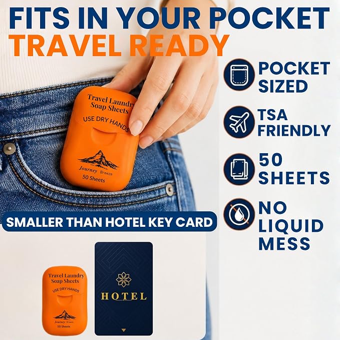 Travel Laundry Detergent Sheets and Foldable Travel Laundry Bag – Compact Laundry Detergent Sheets for Traveling, Dirty Clothes Laundry Bag for Hotels, Cruises & Suitcases