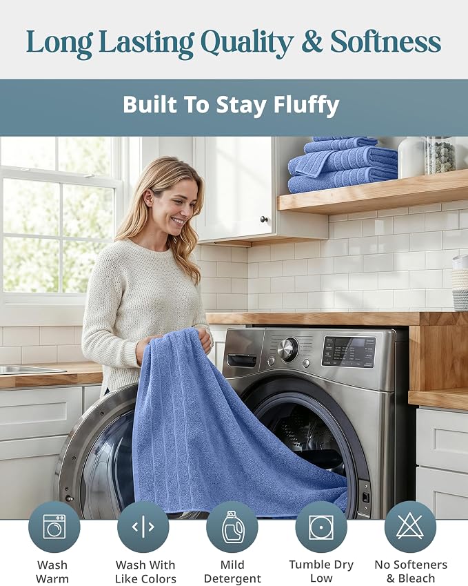 Casa Platino 100% Cotton 2 Pack Bath Sheets (36"x72") - RingSpun Cotton Extra Large Bathroom Towel Sets - Quick Dry, Soft & Absorbent Oversized Bath Towels - Machine Wash in Cold Water - Cerulean Blue