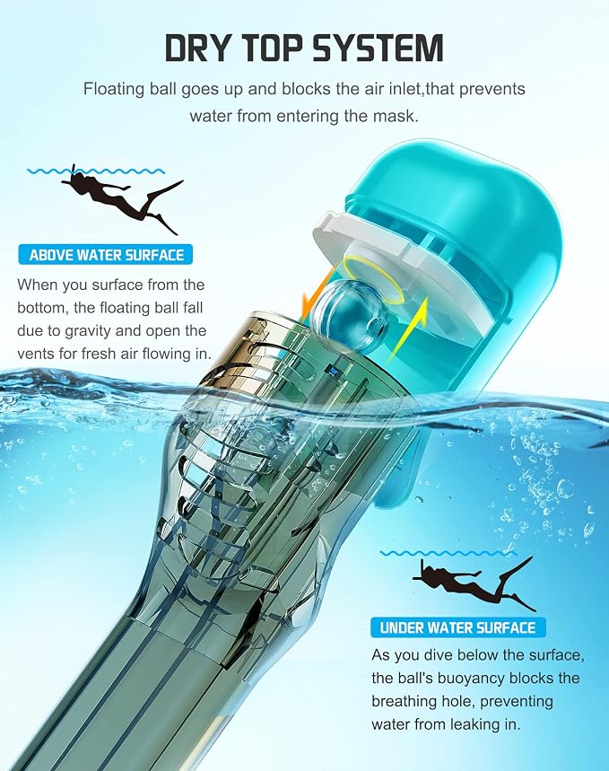 Greatever Full Face Snorkel Mask, Snorkeling Gear for Adults with Latest Dry Top Breathing System and Detachable Camera Mount, Foldable Snorkel Set for Family Snorkeling Trips, Anti-Fog & Anti-Leak
