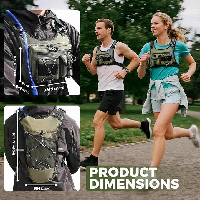 Criuage USA Patent Running Hydration Vest Backpack, Lightweight Chest Pack with 2.0L Water Bladder Bag Daypack for Hiking Running Cycling Race Marathon for Women Men