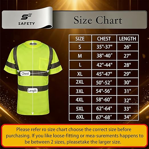 sesafety 3PACK High Visibility Shirts for Men, Class 3 Hi Vis Reflective Construction Shirts for Men with Pocket Safety T Shirts