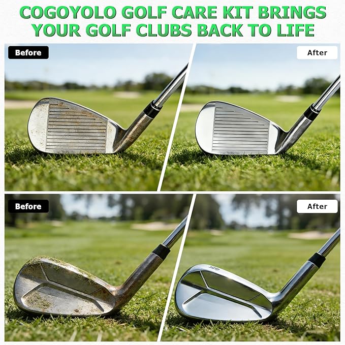Pro Golf Club Care Kit with Golf Club Cleaner,Polish,Brush,Grip Cleaner,Golf Club Cleaning Kit Golf Accessories for Men, Golf Gifts for Golfers