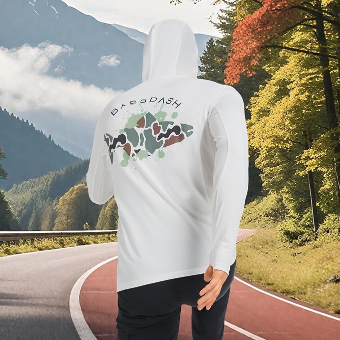 BASSDASH Men’s UPF 50+ Graphic Fishing Hoodie Shirts UV Sun Protection Long Sleeve Moisture Wicking Performance FS48M