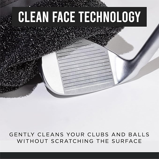Club Scrub Mini, Golf Club and Golf Ball Cleaning Bag, Waterproof Clean Face Technology Liner, Detachable Clip, Machine Washable, Cleans Club Grooves, Dry Exterior