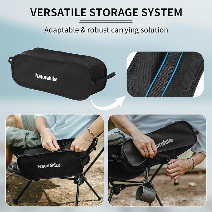 Naturehike Ultralight Camping Chair, Portable Backpacking Chair with Storage Bag, Lightweight Compact Collapsible Camp Chair