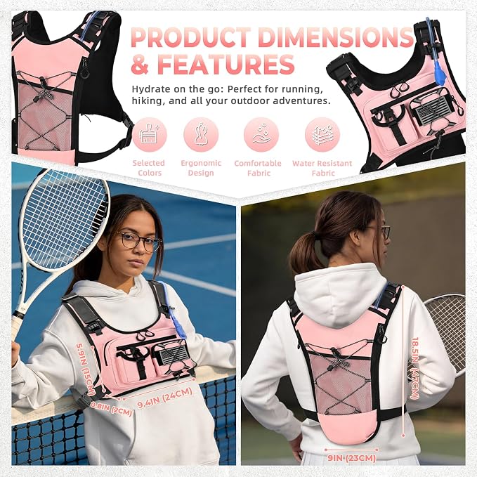 Criuage USA Patent Running Hydration Vest Backpack, Lightweight Chest Pack with 2.0L Water Bladder Bag Daypack for Hiking Running Cycling Race Marathon for Women Men